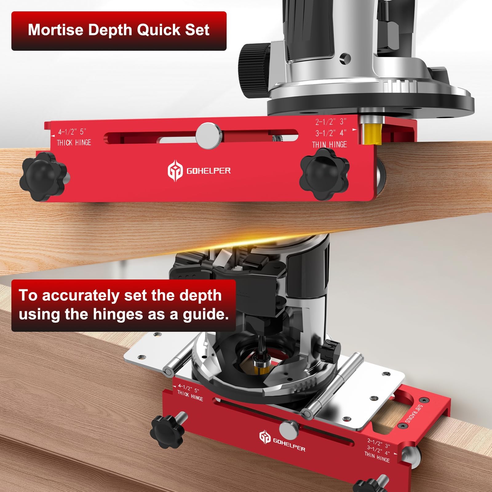 Door Hinge Jig Aluminum Alloy Template Kit Router Adjustable Mortise 2.55 Inch