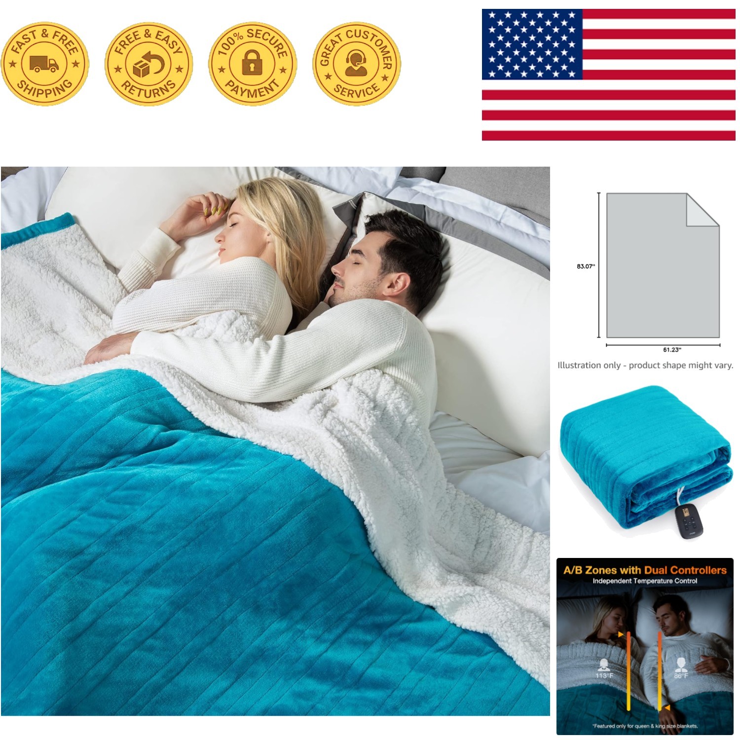 Versatile Electric Heated Throw Blanket, 10 Heating Levels, Auto-Off Protection