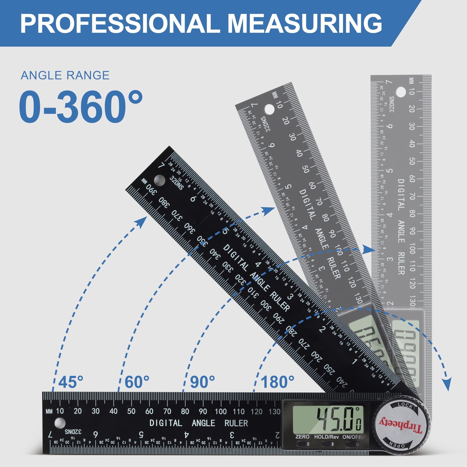 Digital Angle Finder Protractor, 3rd Generation Quick Display Angle Gauge Rul...