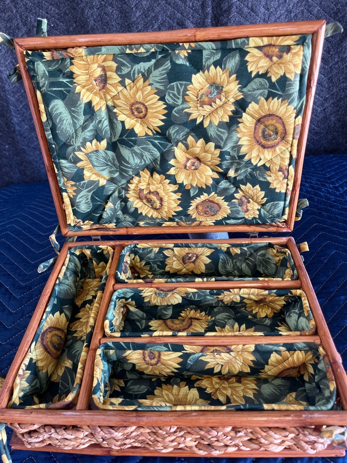 Vintage Utensil Lined Basket Good Condition Perfect For Your Next Picnic