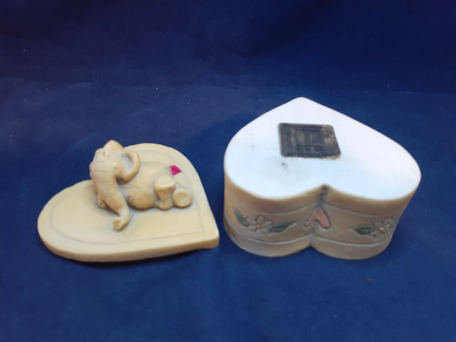 Relaxing Elephant on Heart Shaped Trinket Box