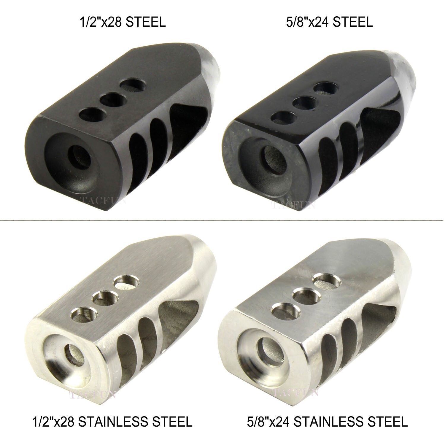 1/2"x28 or 5/8"x24 Thread Tanker Style Muzzle Brake  .223/5.56/22LR .308 300BLK