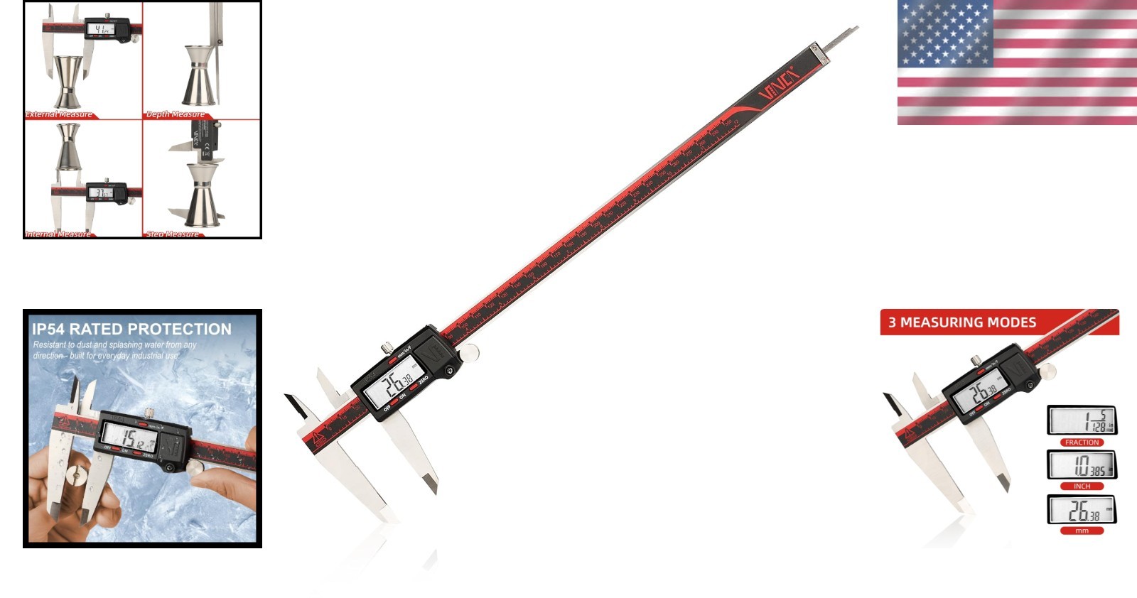 High Precision Digital Caliper with Large LCD & Instant Conversion - 300mm