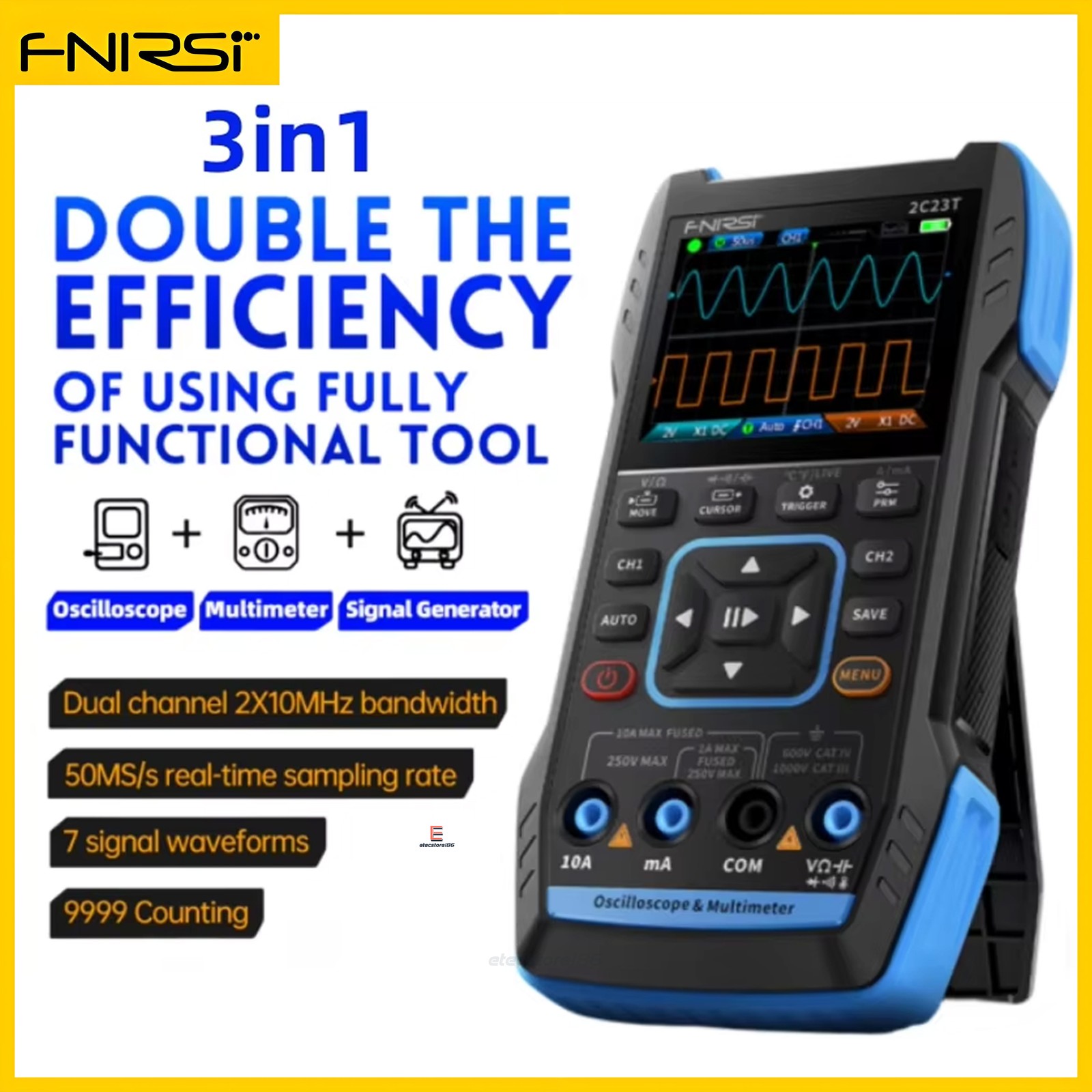 FNIRSI 2C23T 3-in-1 Digital Oscilloscope Multimeter Function Signal Generator US