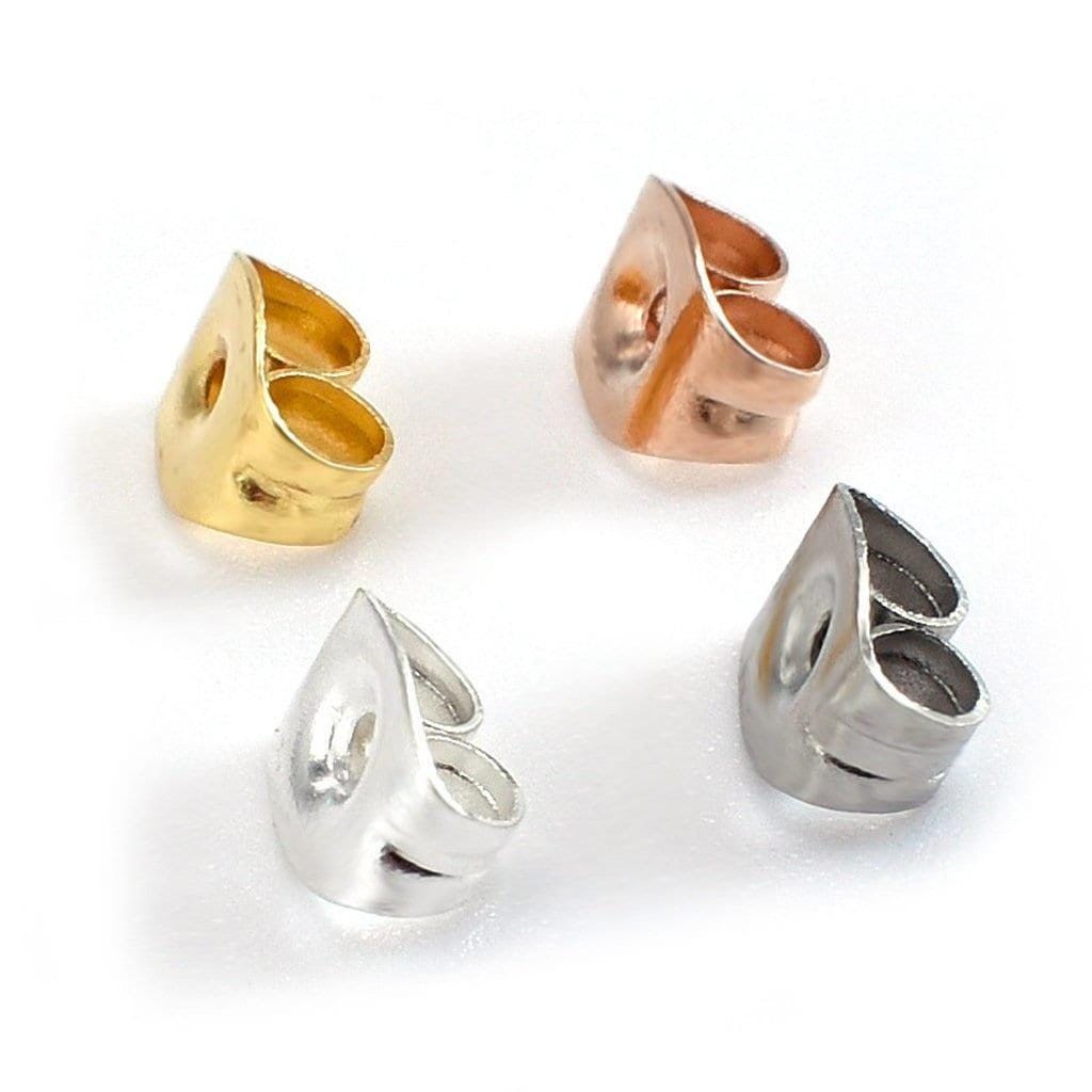 200PCS Stainless Steel Earrings Butterfly Backs Gold/Silver 4.5X6mm SSF71