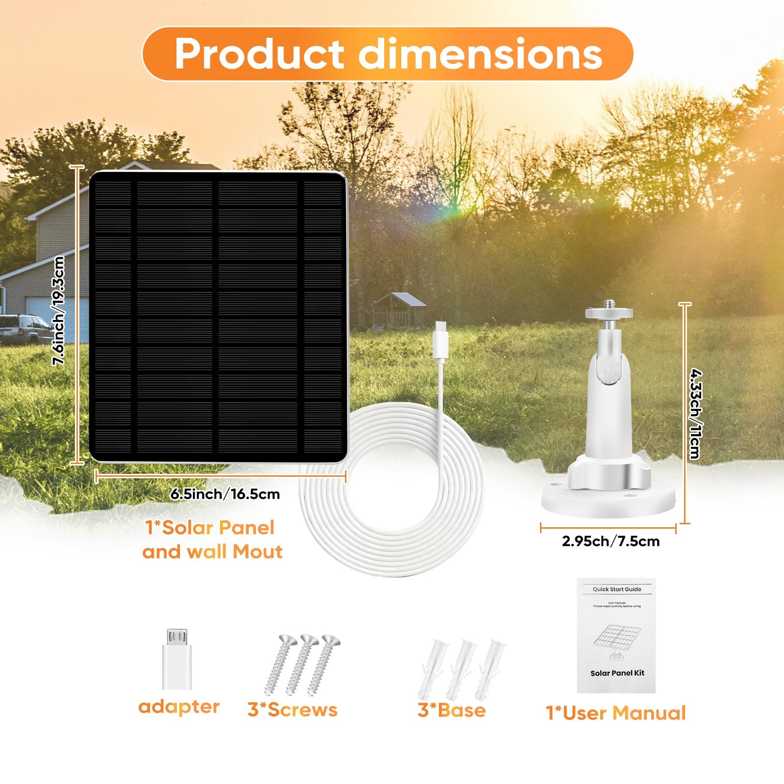 Solar Panel Security Camera Compatitable with Ring Solar Spotlight Cam/Pro/Pl...