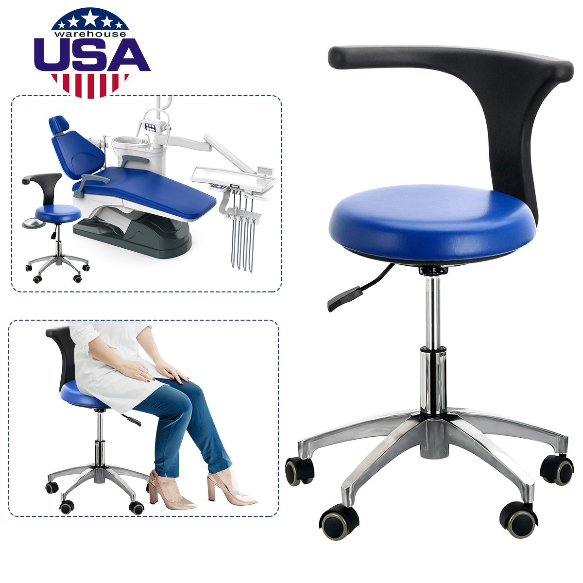 FDA Dental Lab Unit Chair Computer Controlled DC Motor PU Leather+Dentist Stool