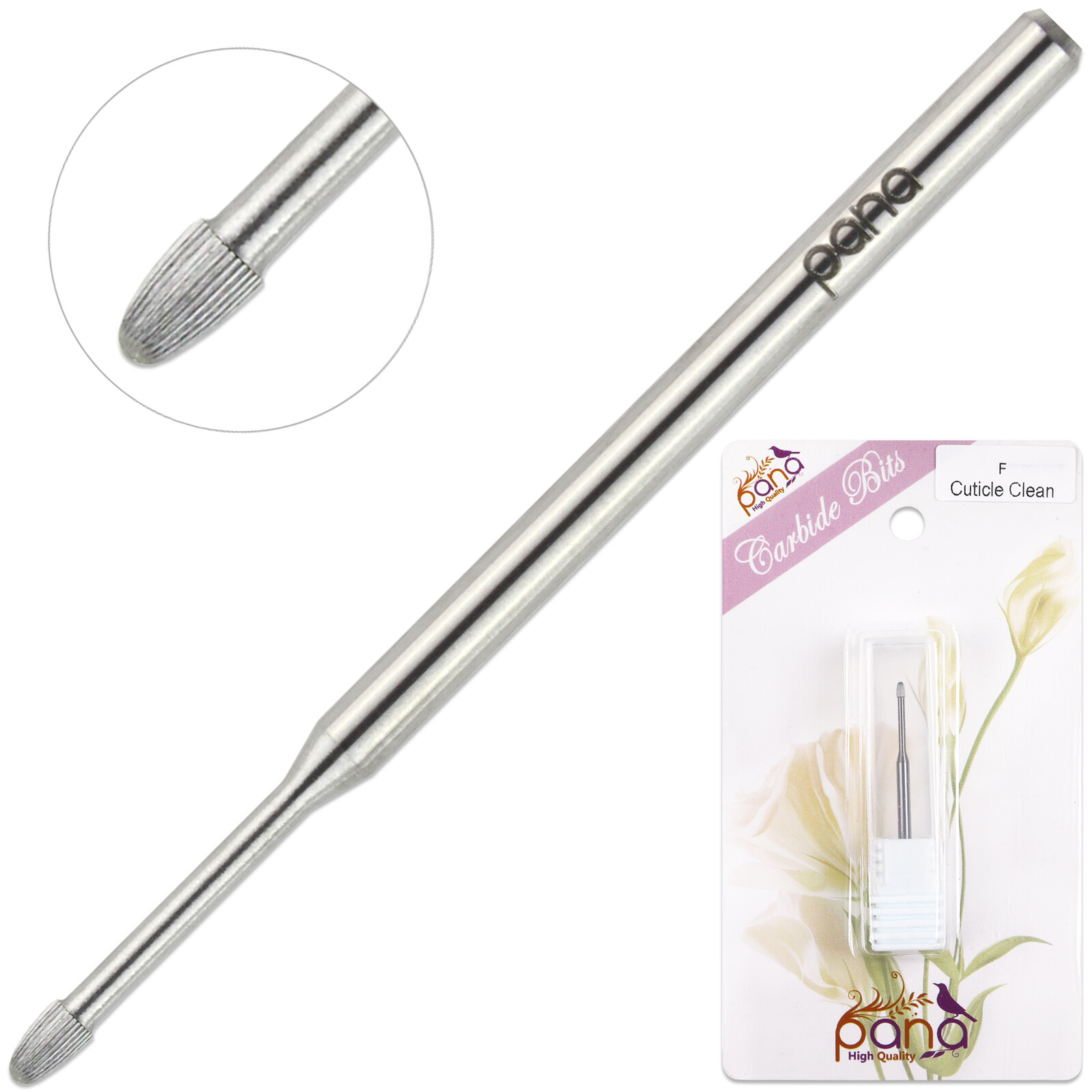 Professional Silver Cuticle Clean Safety Carbide Nail Drill Bit Fine Grit