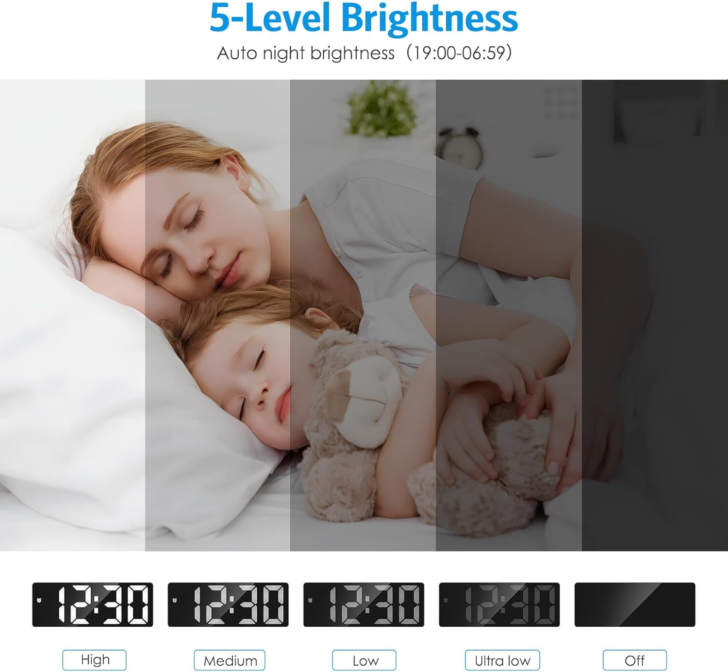 Digital Alarm Clock, Upgraded Small Digital Clock, Digital Clock Large Display,
