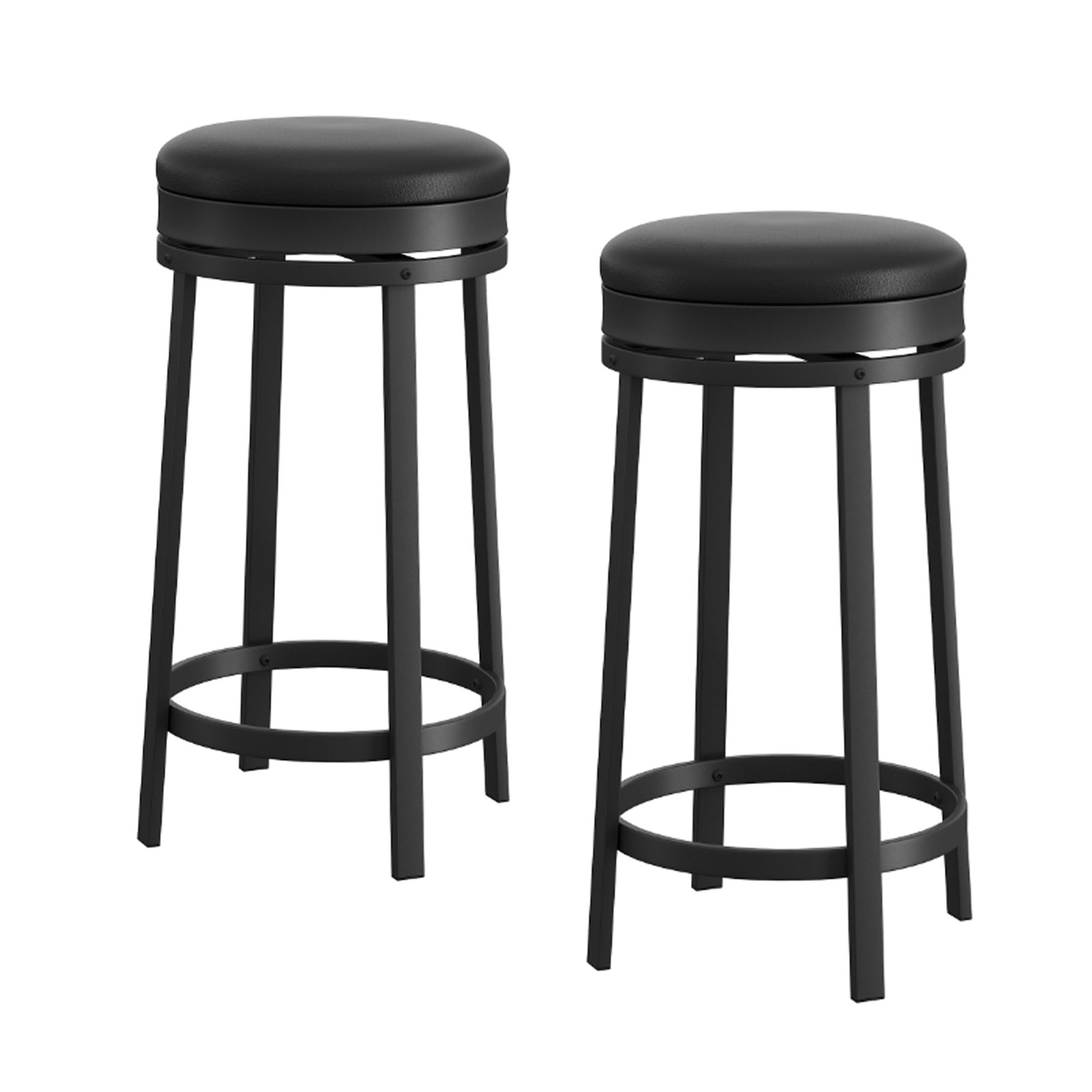 24'' Swivel Bar Stools Set of 2 with Footrest, Modern Counter Height Barstool...