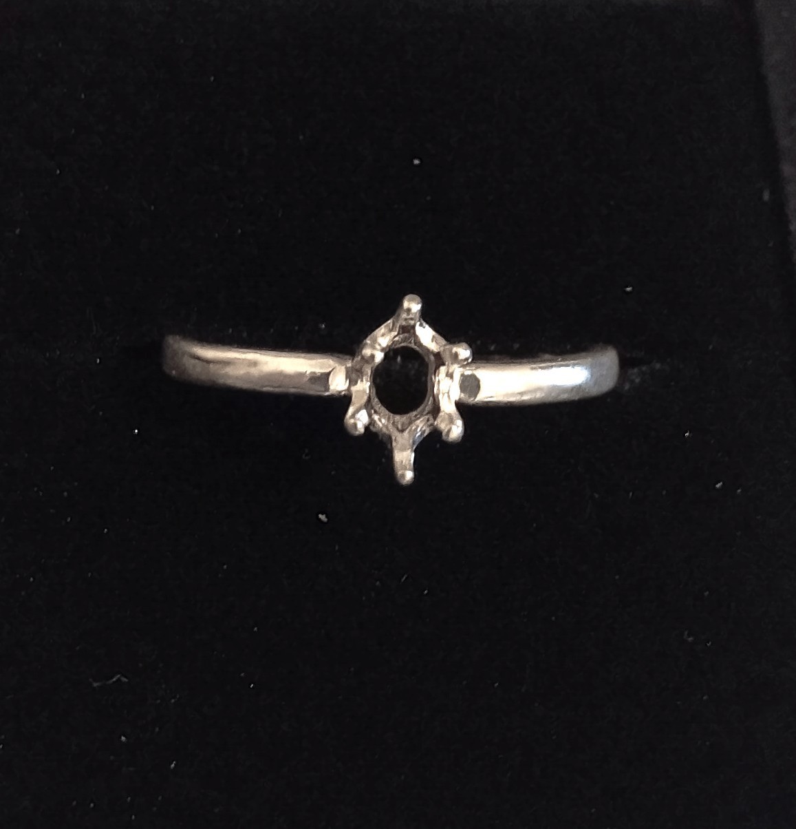 9X7 mm Oval Setting Ring 6 Prong Heavy Shank Sterling Silver Size 7