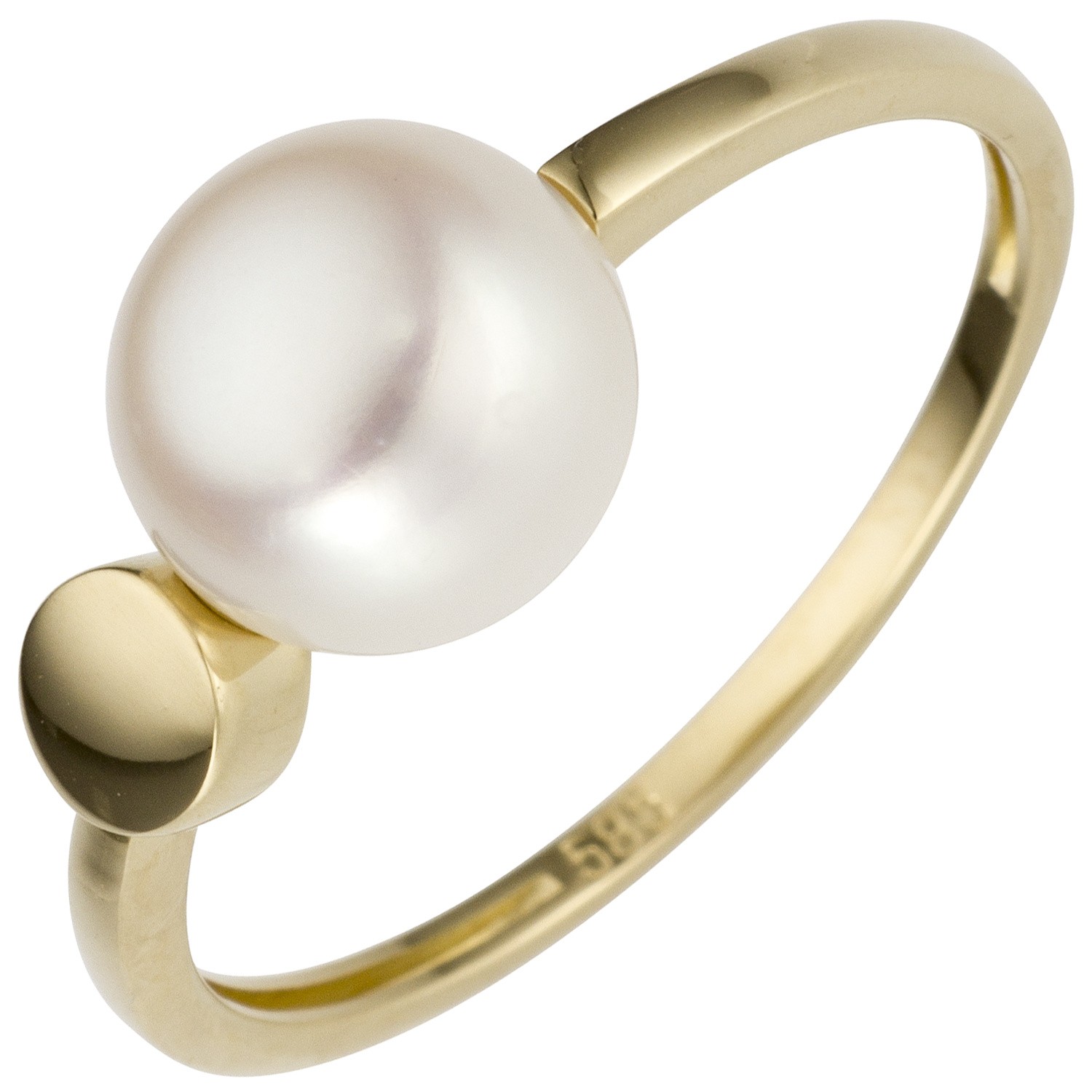 Jobo ladies' ring 585 gold yellow gold 1 freshwater pearl pearl ring RW: 54