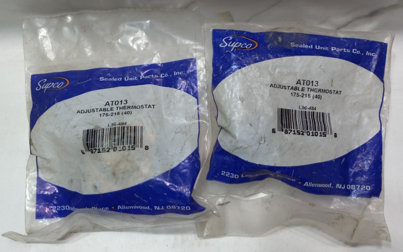 Lot of (2) SUPCO AT013 Adjustable Thermostat 3/4" Bi-Metal 175-215 F on rise