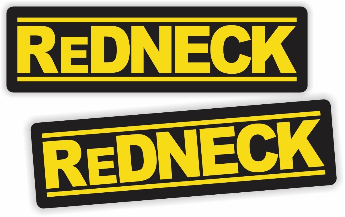 pair - REDNECK Funny Vinyl Hard Hat Helmet Stickers Toolbox Tool Sticker Decals