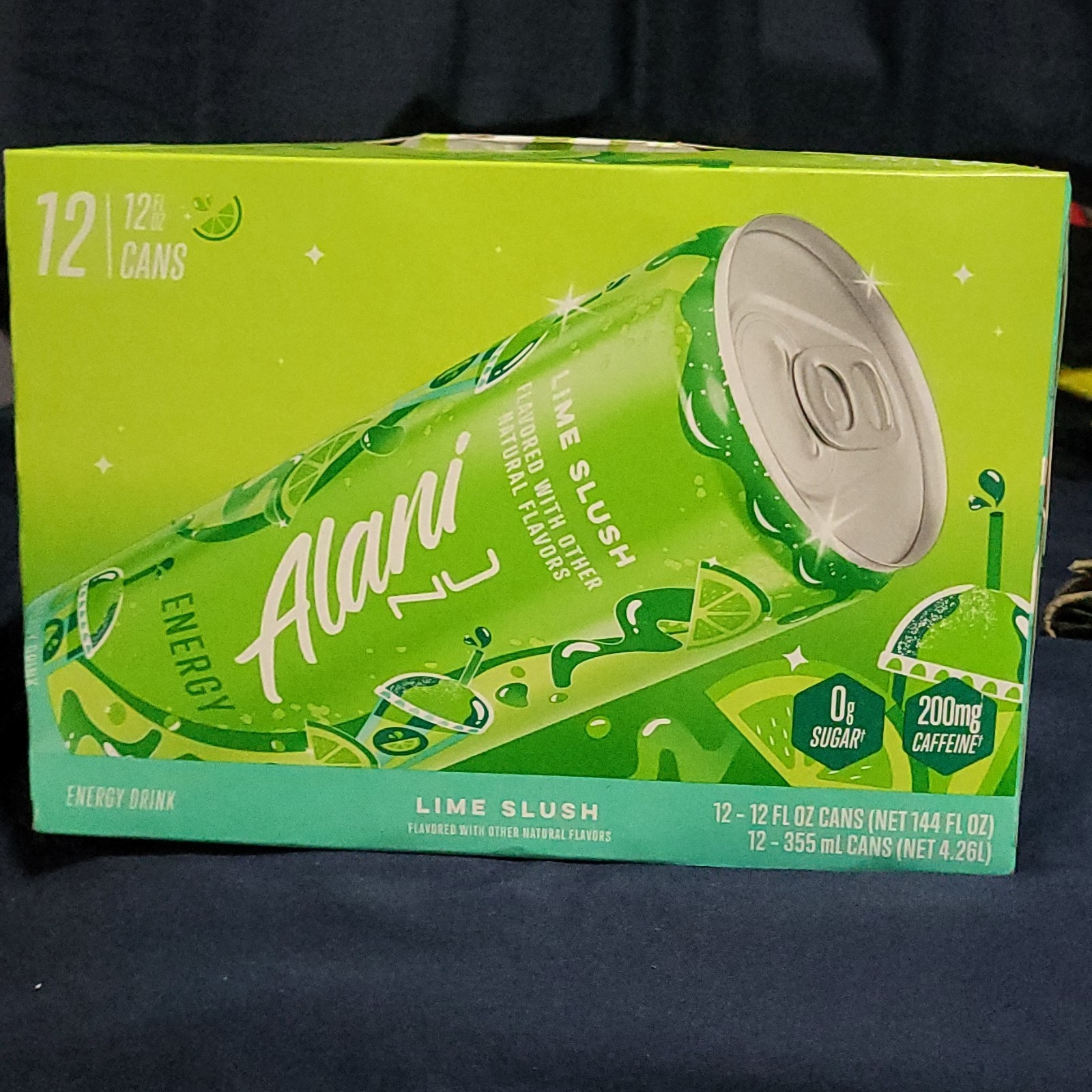 Alani Nu Energy Drink Lime Slush 12-Pack 355ml Cans Zero Sugar 200mg Caffeine