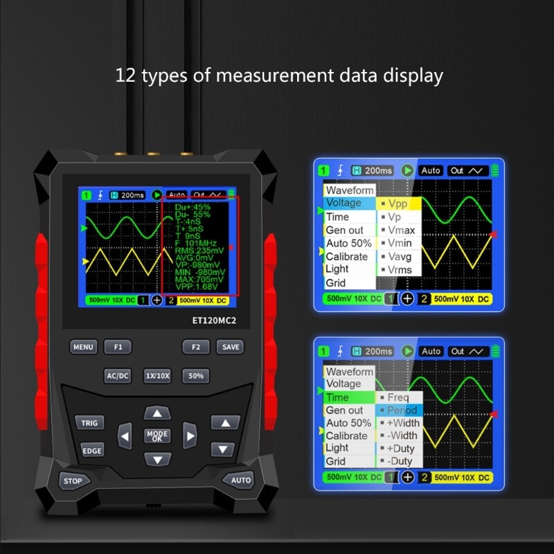 Handheld Waveform Generator Auto/Normal/Single Three Triggers Modes Oscilloscope