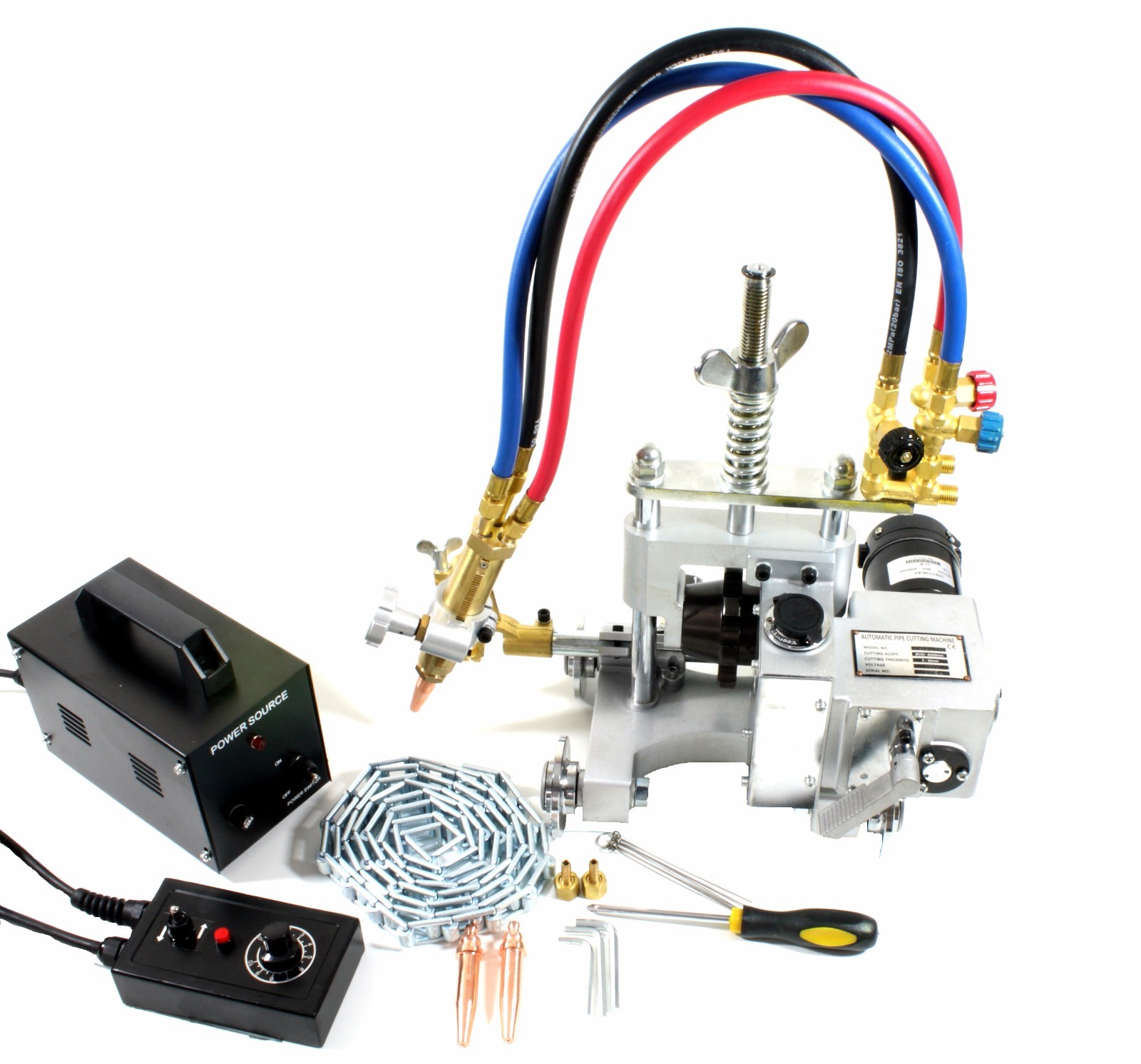 AUTOMATIC OXY-FUEL PIPE CUTTING/BEVELING MACHINE.