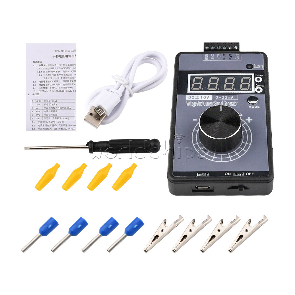 High-precision handheld signal generator without battery voltage ±0-5-10V