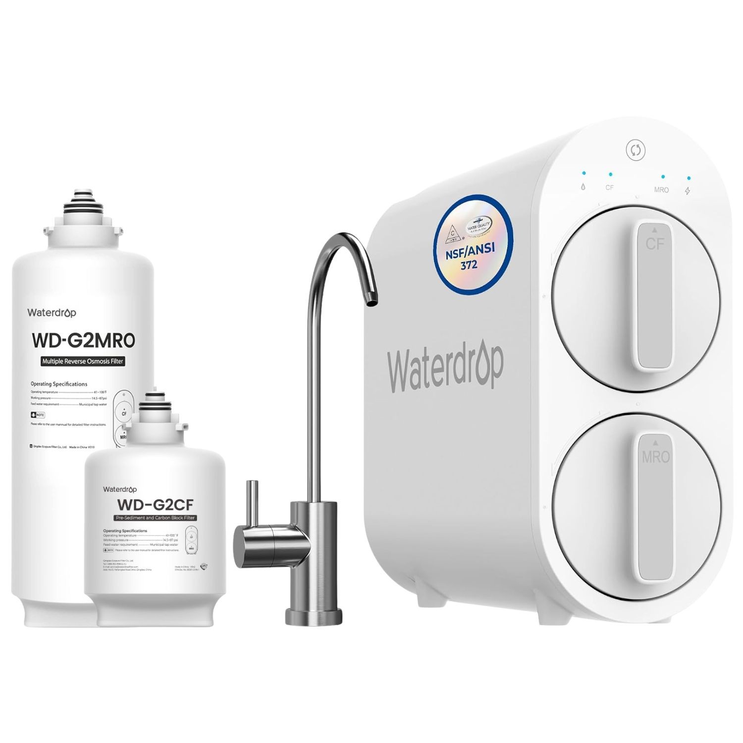 Waterdrop G2 Reverse Osmosis System, Extra WD-G2CF, WD-G2MRO Replacement filter