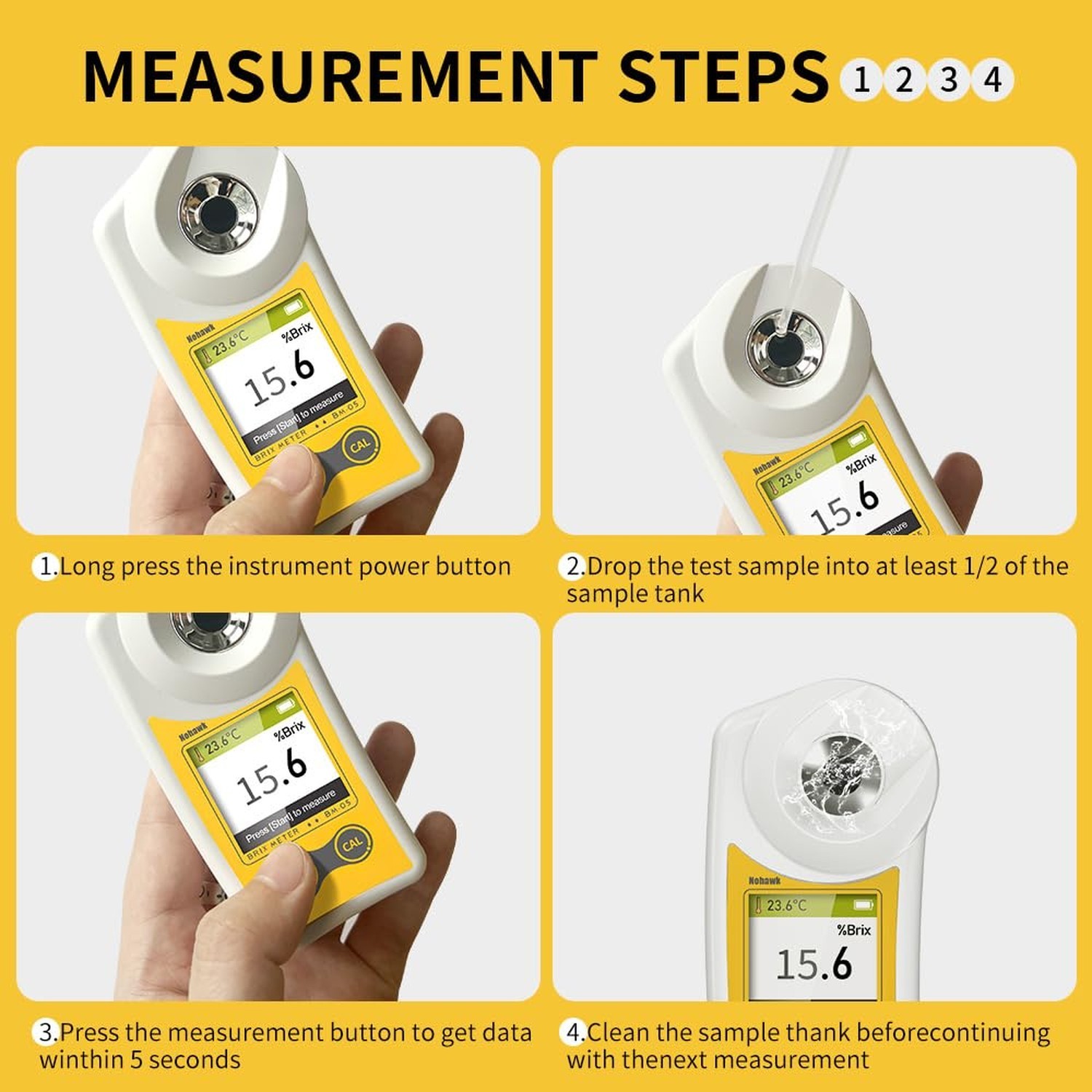 Digital Brix Refractometer Flagfront brix Meter Refractometer USB C Charging ...