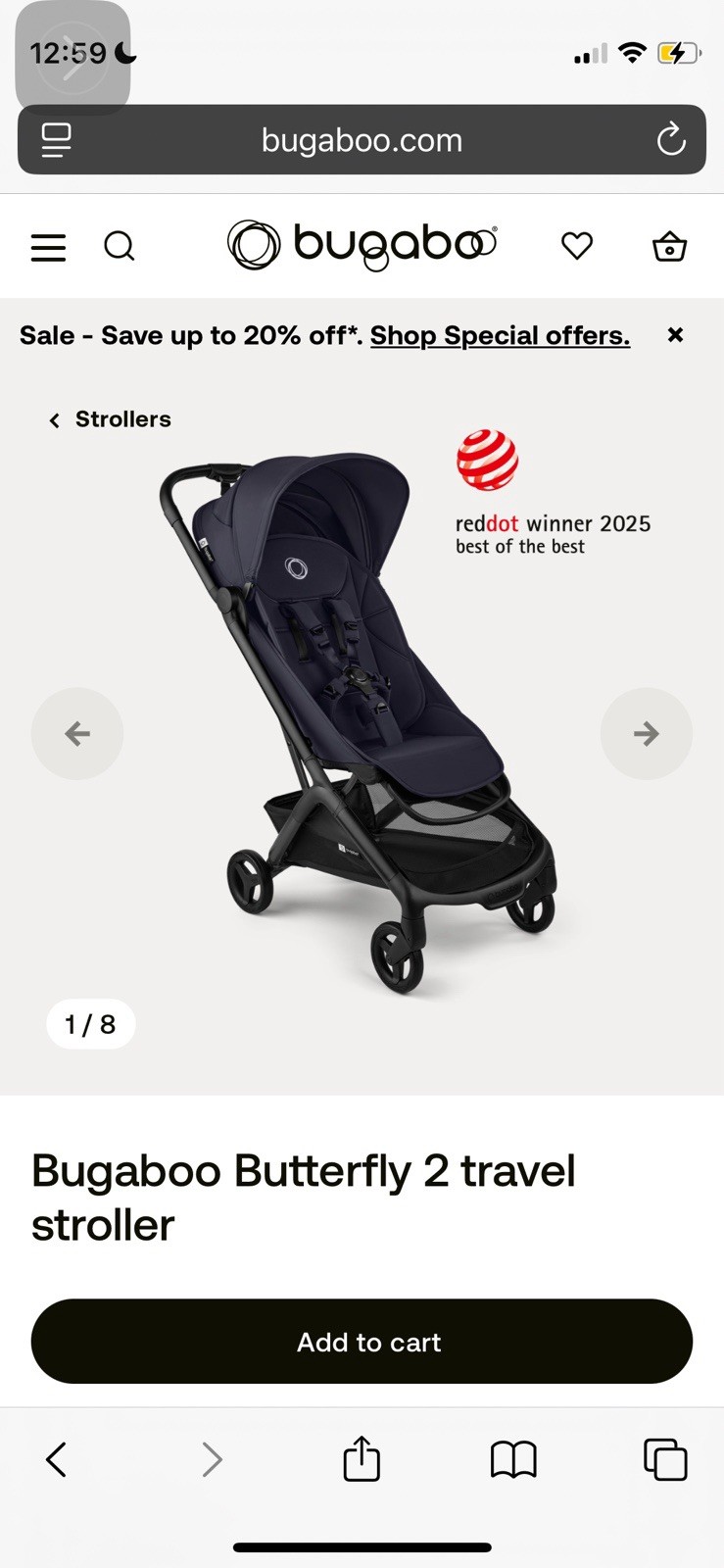 NEW Bugaboo Butterfly Stroller Fully Lay Flat Europe version - Deep Indigo