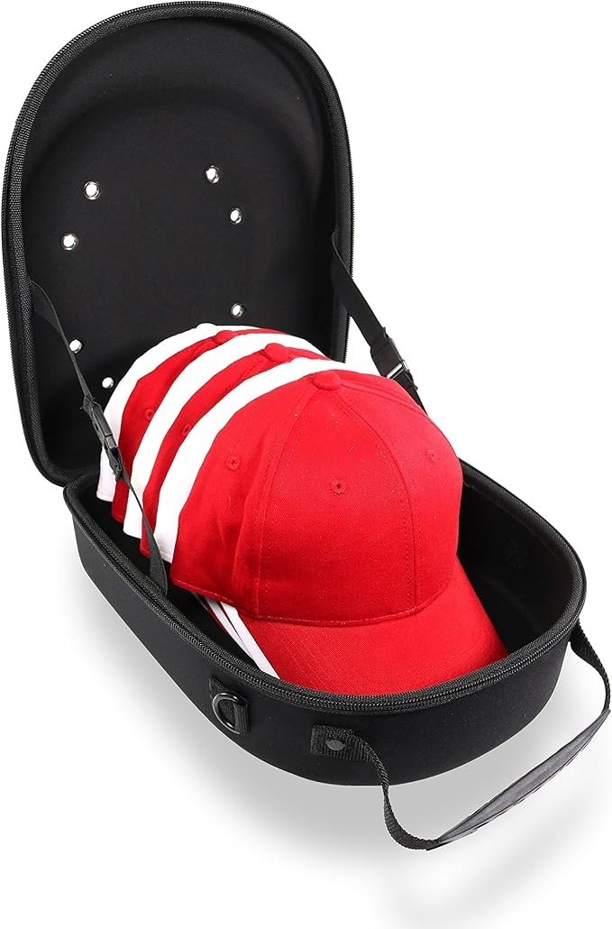 Travel Hat Case Fits 6 Baseball Caps Black Protective Storage Carrier Portable