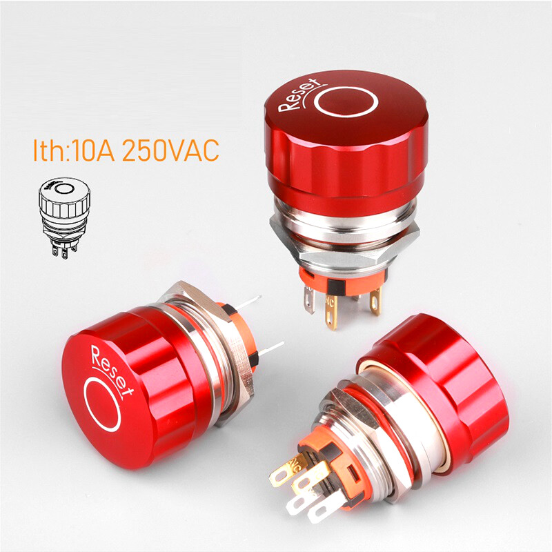 22mm Metal Emergency stop Maintained waterproof mushroom head push button switch
