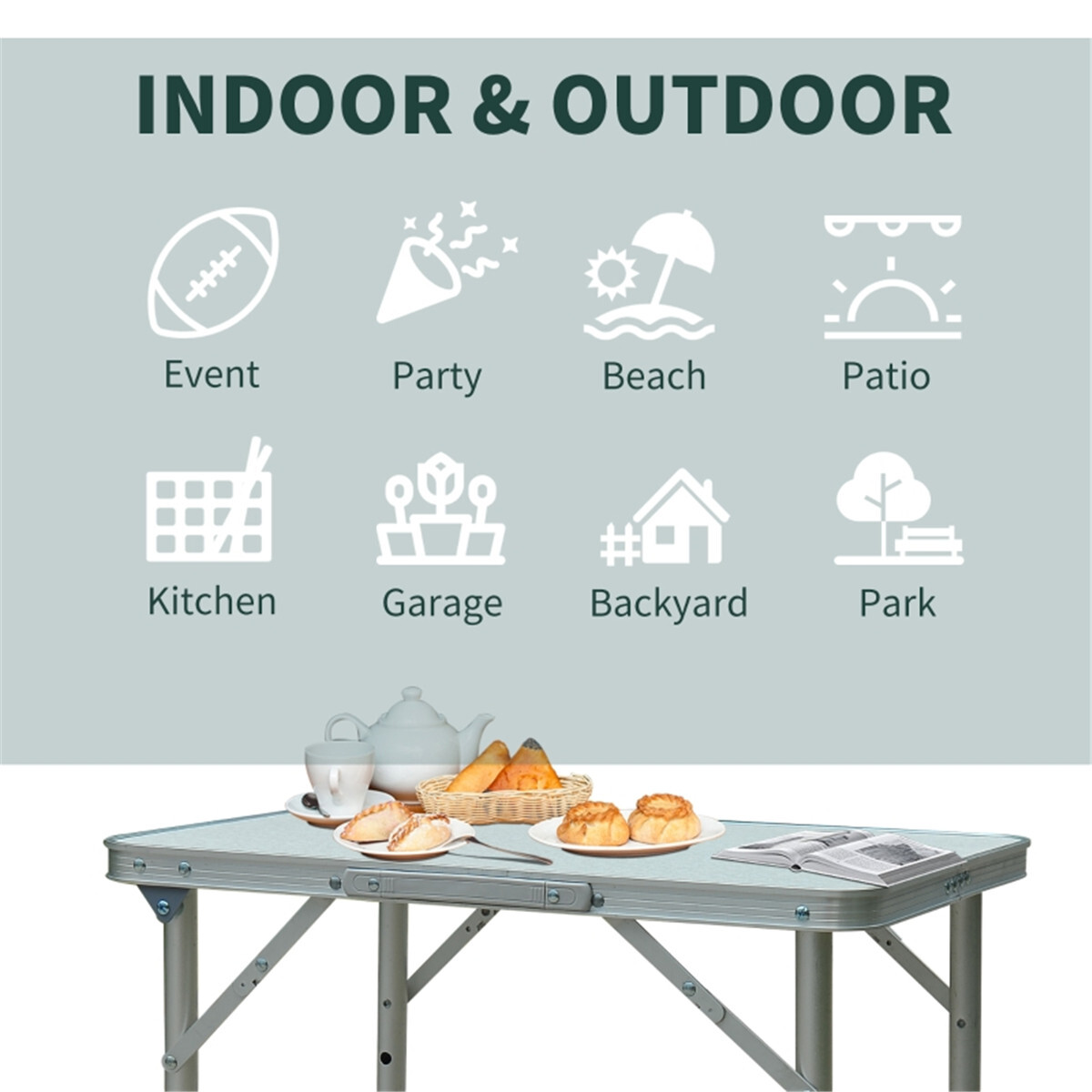 Portable Camping Table Dining Table Silver