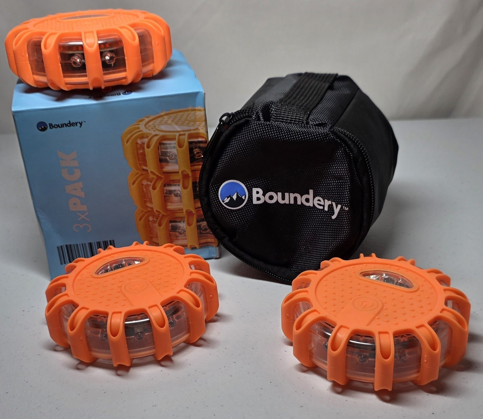 🌟 Boundery Roadside LED Safety Flare  Orange 3 Pack New🌟Shatter & Waterproof