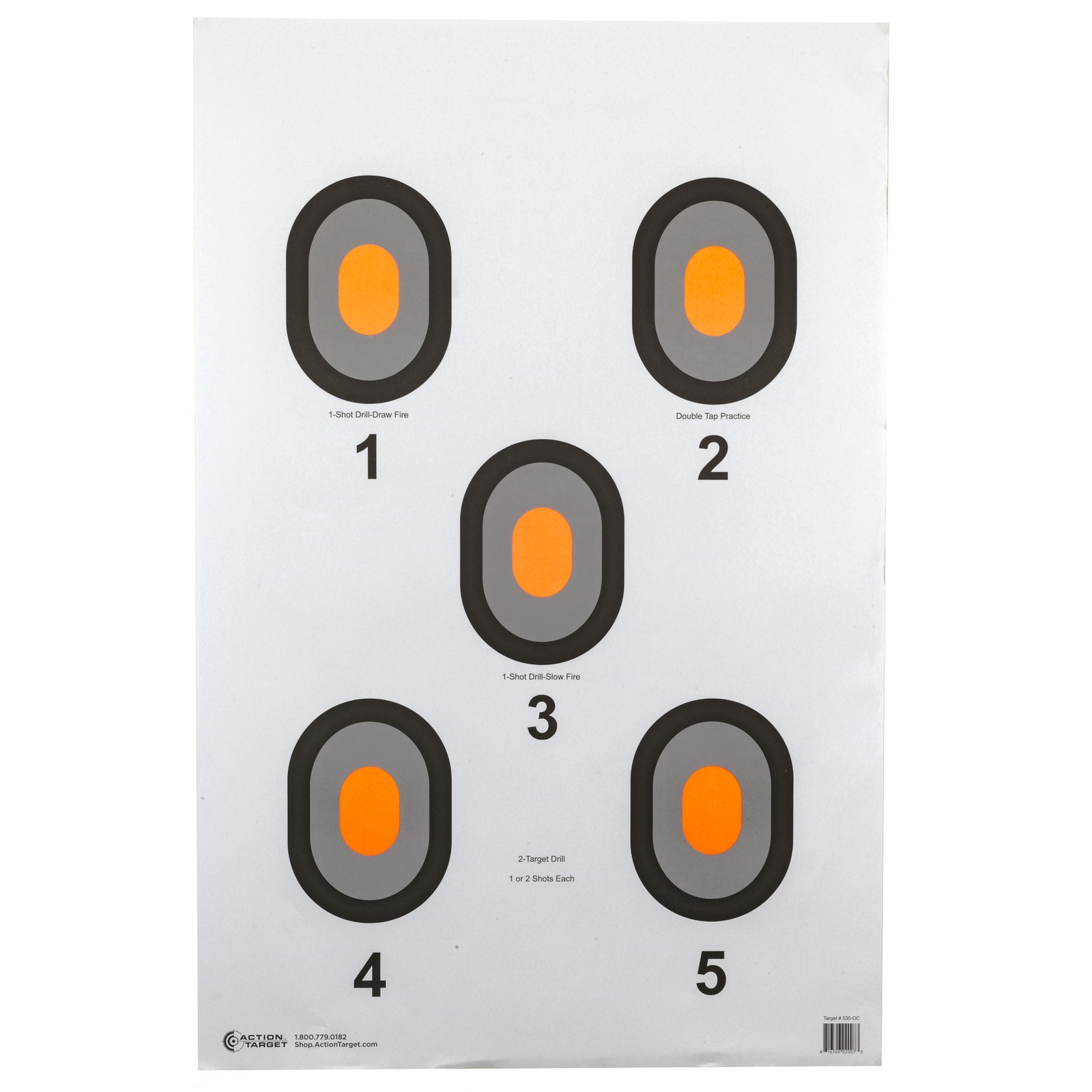 Action Target 5 Bulls Eye Paper Target Orange Center 23x35 Inch 100 Pack