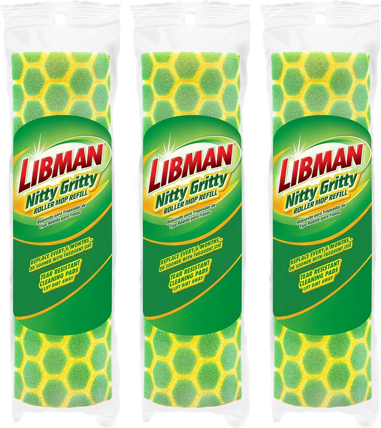3 Durable Nitty Gritty Roller Mop Refills - Eco-Friendly Floor Cleaning Solution