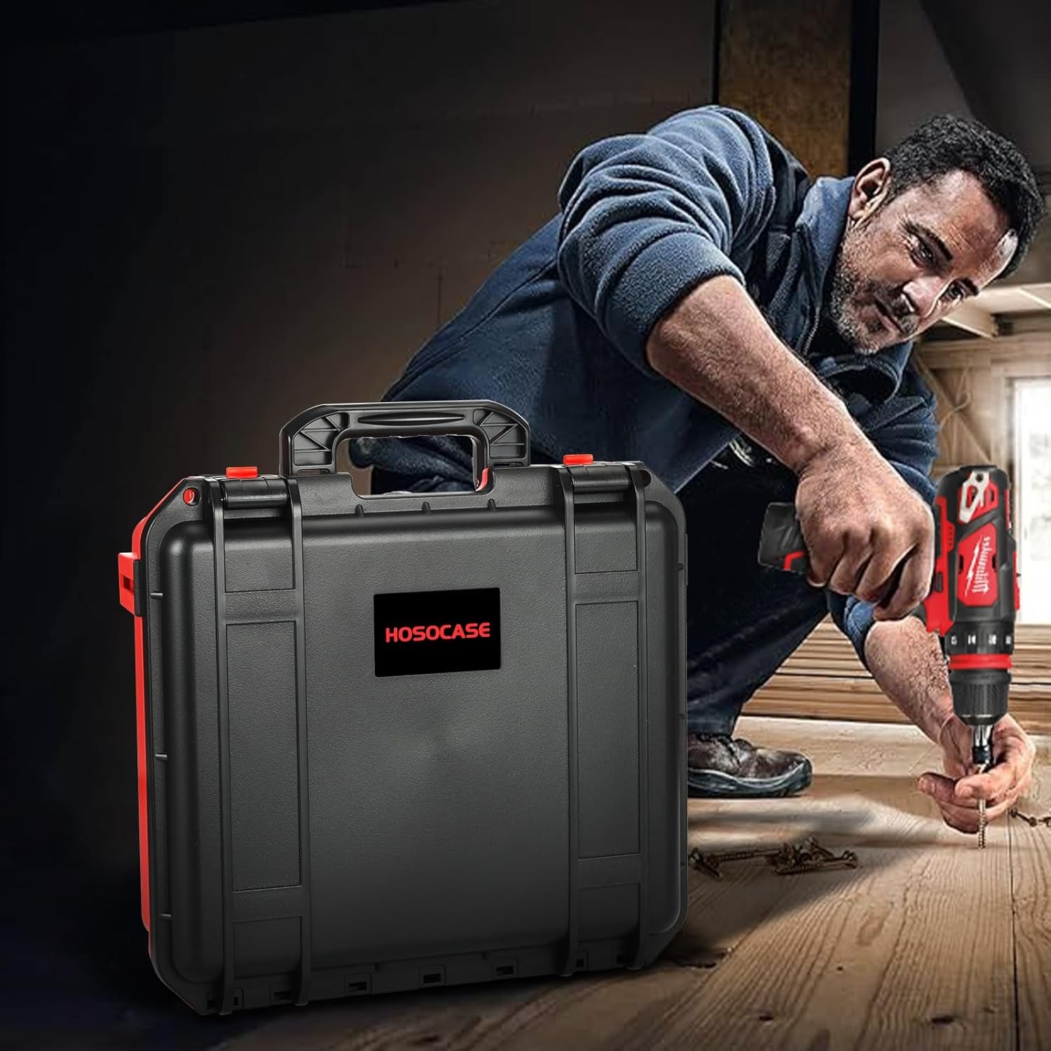 Case for Milwaukee M12 Impact Driver & Drill Set - Tool Box Black & Red