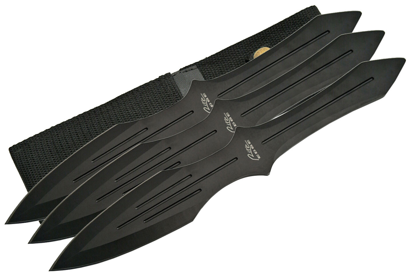 THROWING KNIFE SET Black 3-Piece Tactical Hunting Ninja Combat w/ Sheath 211230