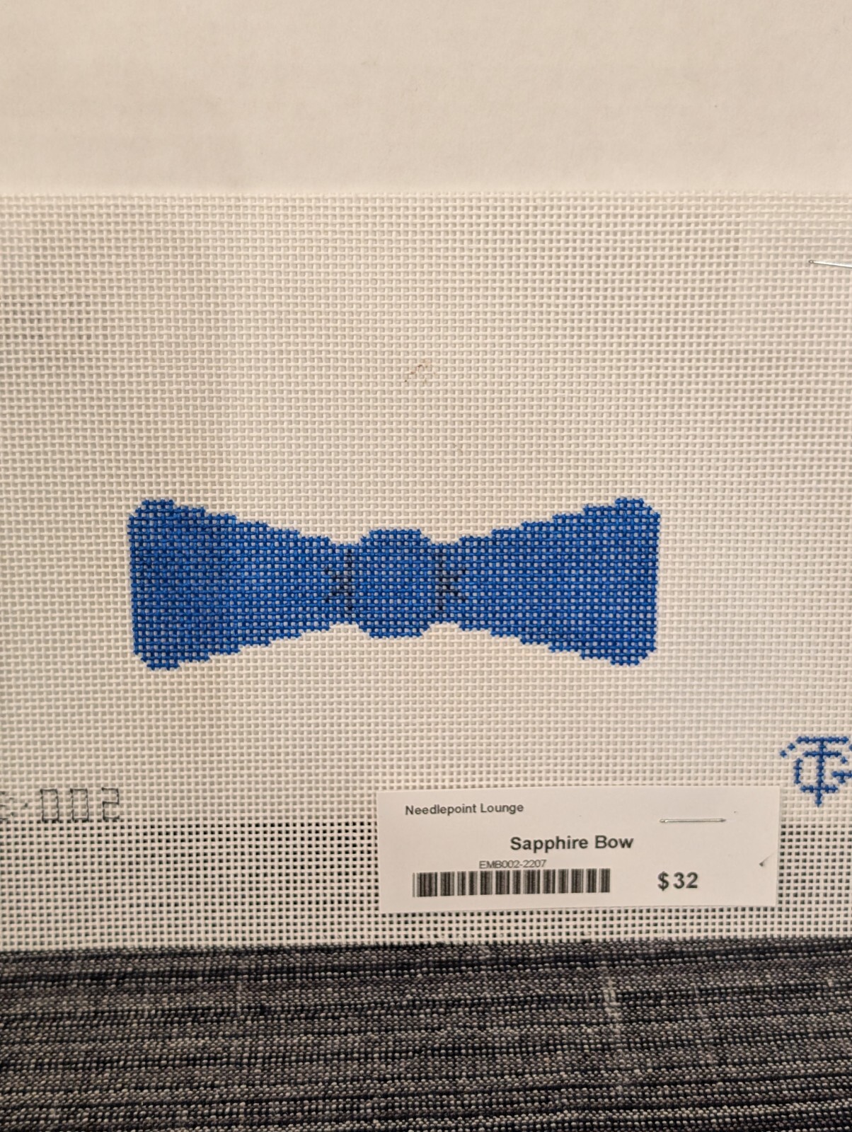Tina Griffin Sapphire Bow (EMB-002) Needlepoint Canvas
