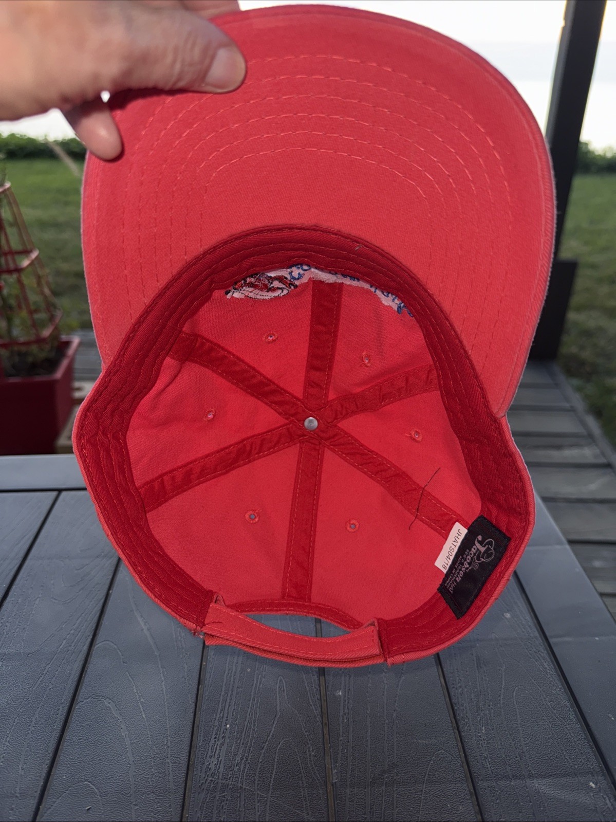 Camden Harbor Maine Pink Hat Cap Red Lobster in Boat Blue Letters CottonHookLoop