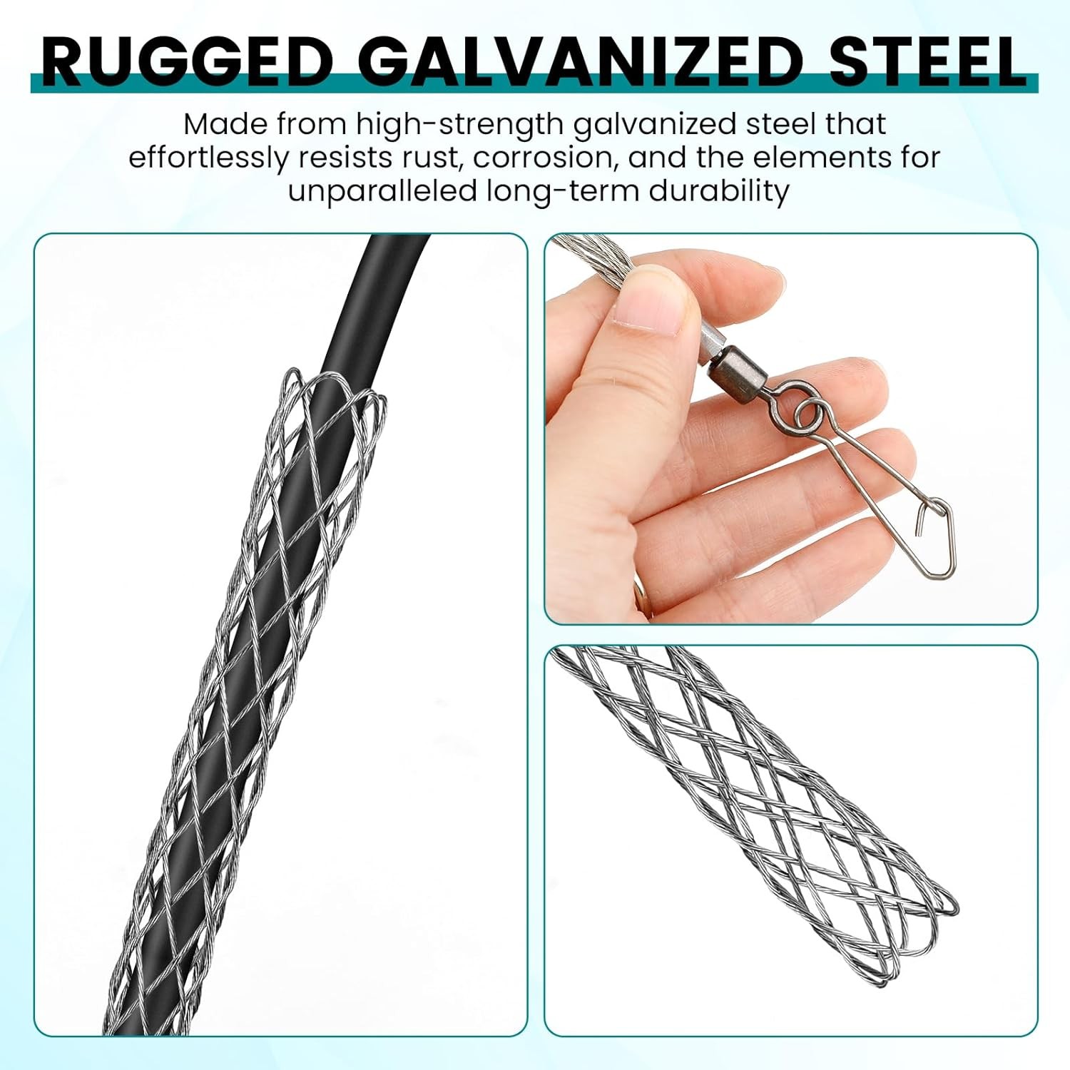 4 PCS 1/2 Inch Wire Pulling Grip Mesh Cable Pulls Metal Cable Pulling Grip Sock