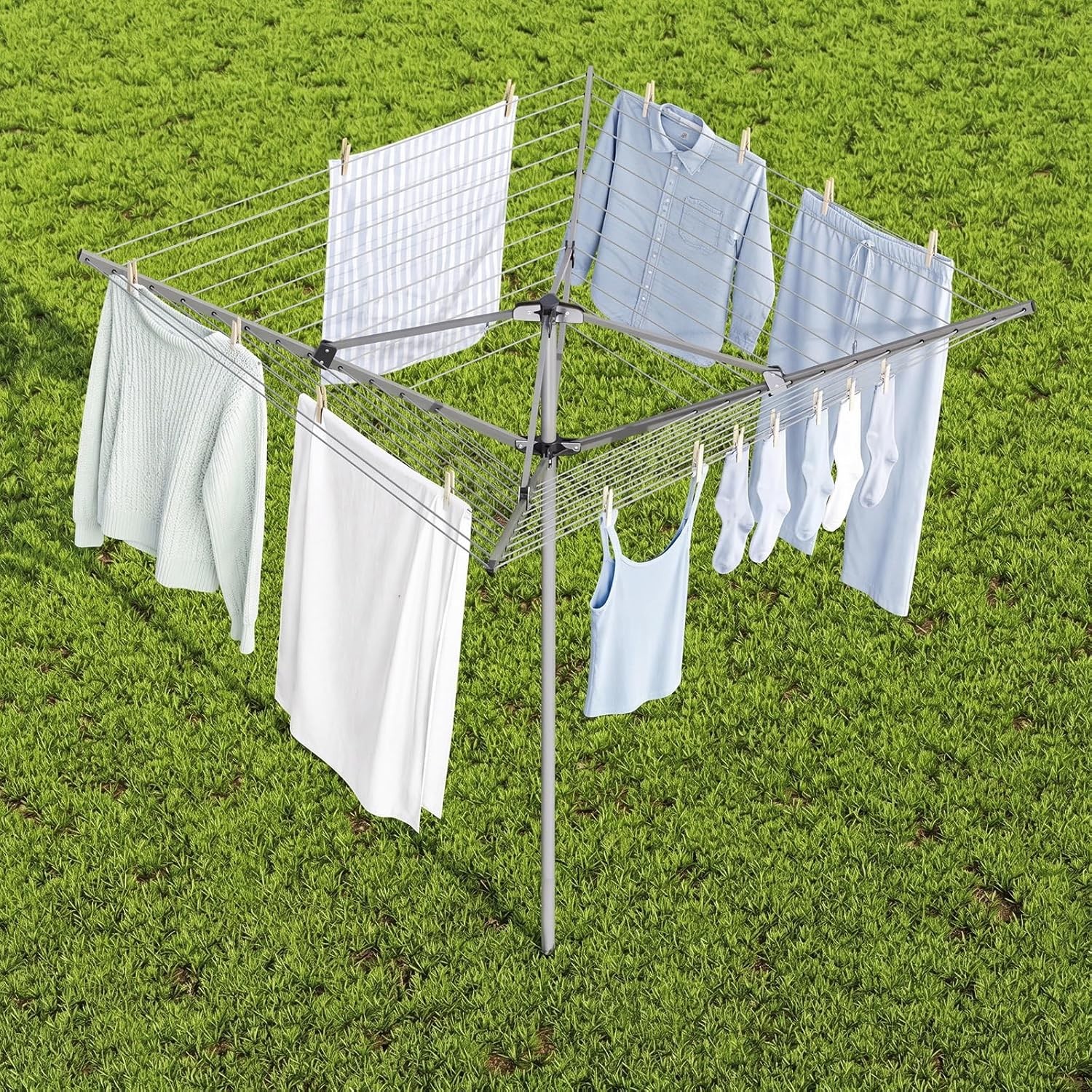 131FT Outdoor Collapsible Drying Rack with 4-Arm Rotary Design