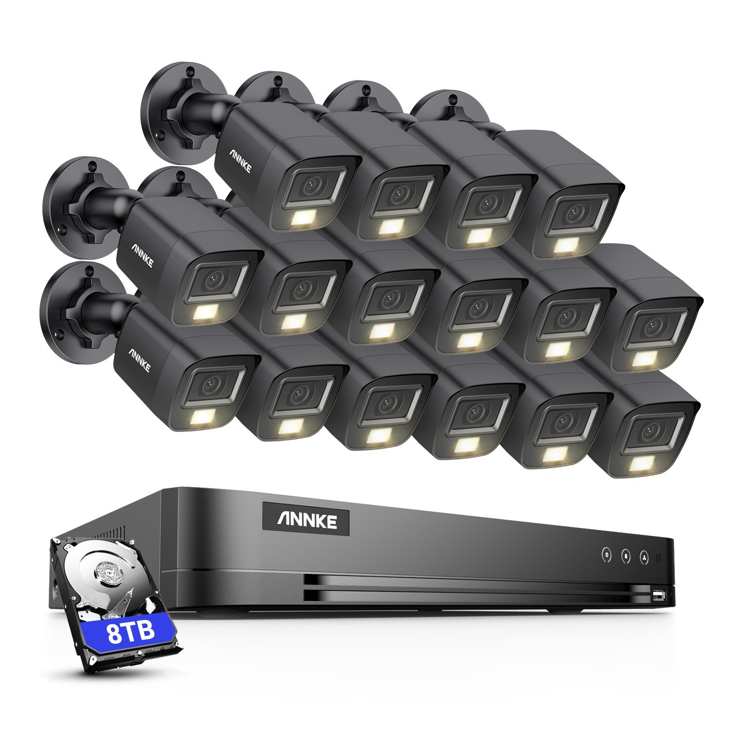 ANNKE 16CH 4K DVR 5MP Audio Recording Security Camera System Color Night H.265+