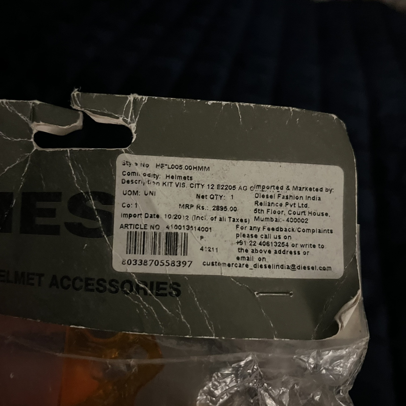 Diesel Helmet Visor Orange