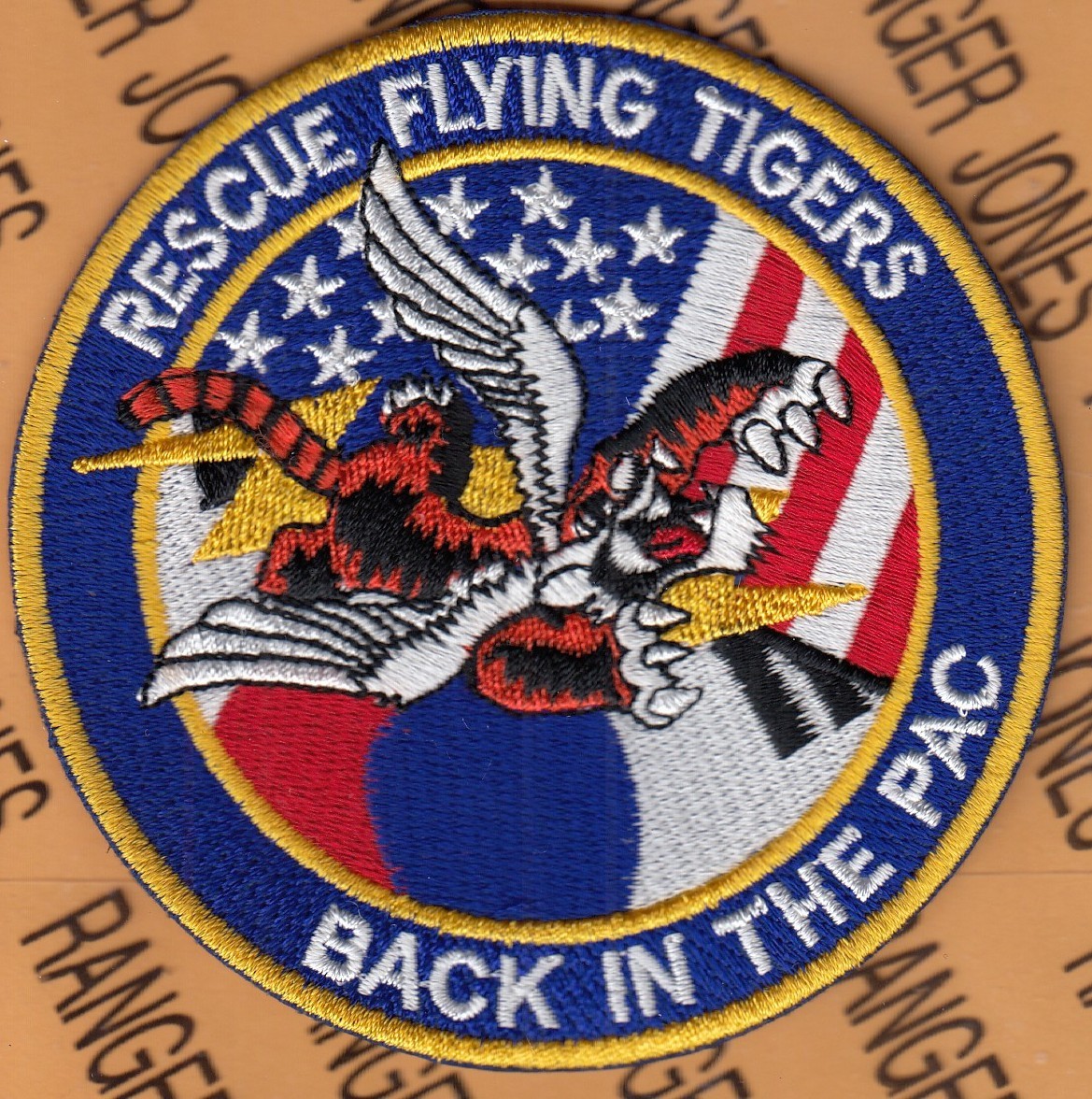 USAF AFSOC 14th Fighter Sq RESCUE Flying Tigers PJ RQS ~3.75" patch c/e