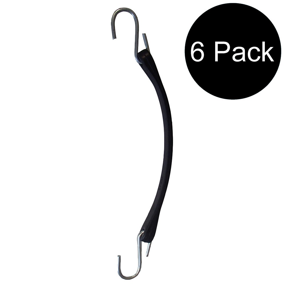 (Pack of 6) 9" Black Rubber Tarp Straps Bungee Cords Tie Downs for Truck Durable