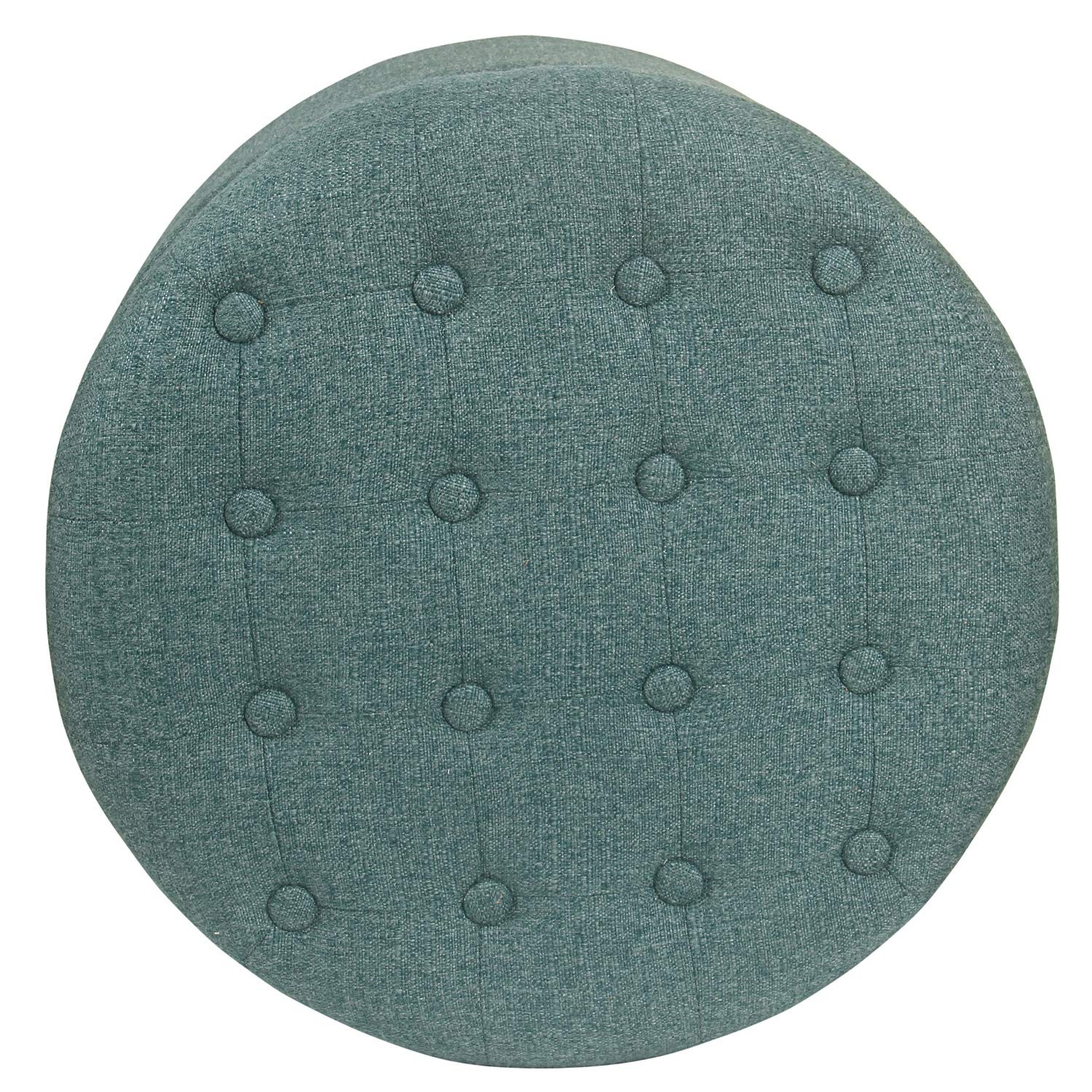 by Kinfine Fabric Upholstered Round Storage Ottoman - Button Tufted Ottoman w...