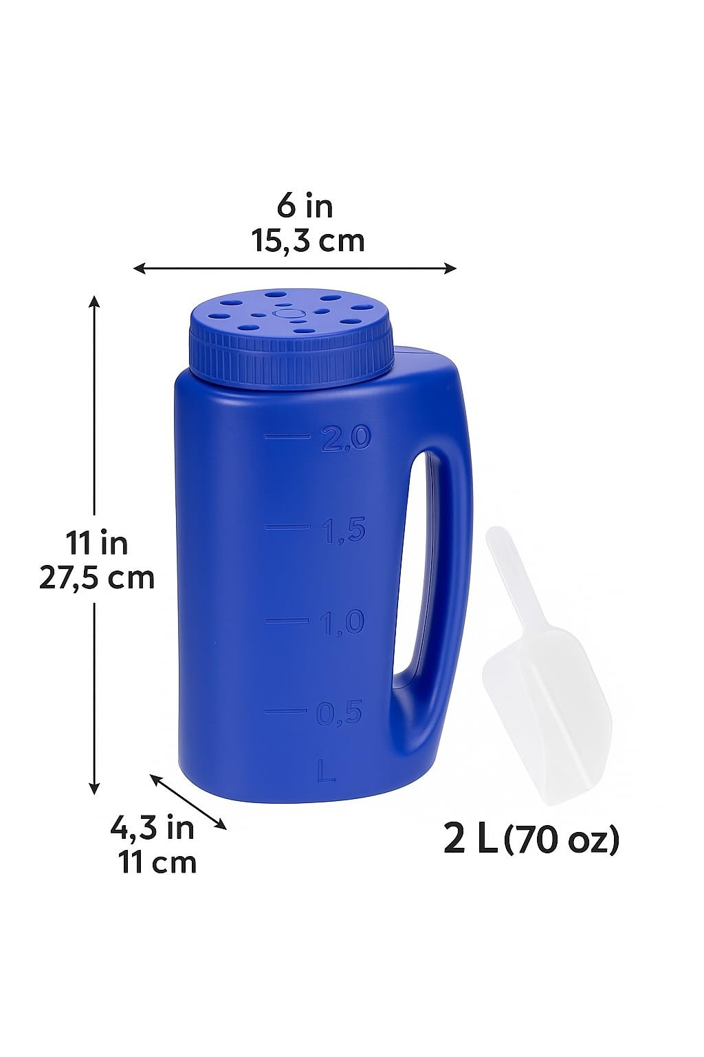 – 2L (70 oz) Hand Held Spreader – Adjustable Hole Size for Seeds, Fertilizer,...