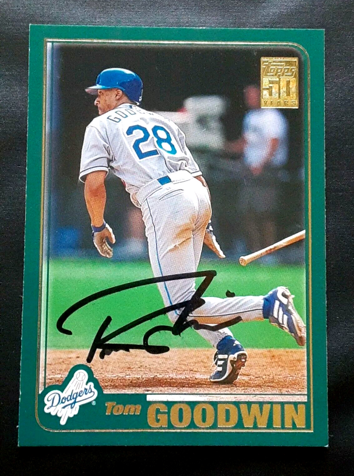 TOM GOODWIN LOS ANGELES DODGERS OUTFIELDER SIGNED AUTOGRAPHED BASEBALL CARD