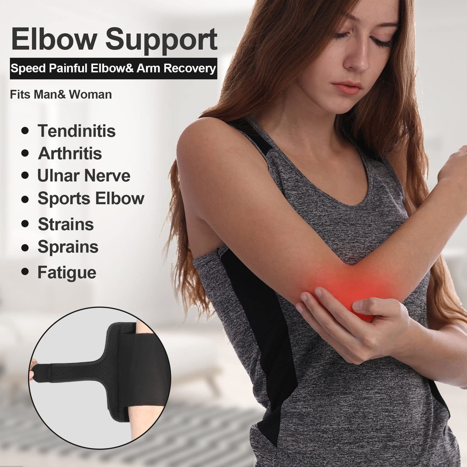 Elbow Brace, Tendonitis and Tennis Elbow pain Relief, Adjustable Stabilizer w...