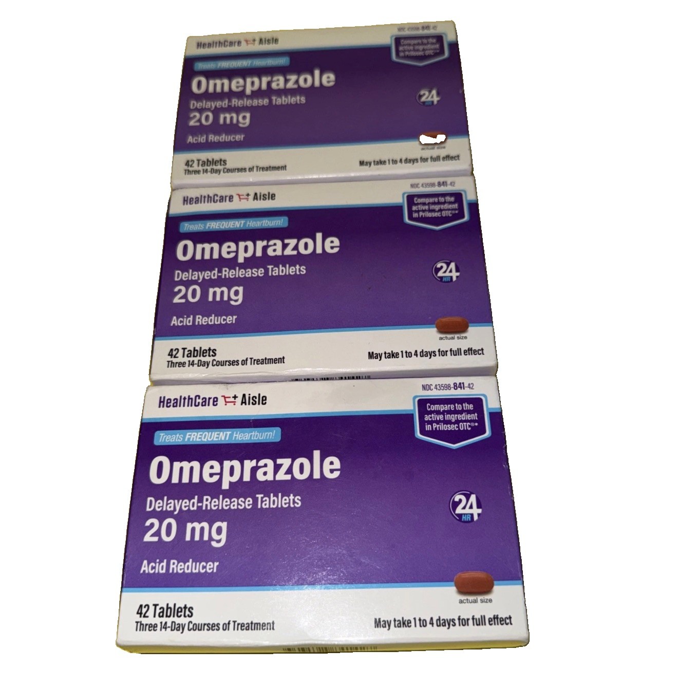 3 Boxes Omeprazole 20 Mg 42 Delayed-Release Acid Reducer Capsules Exp 09/2026