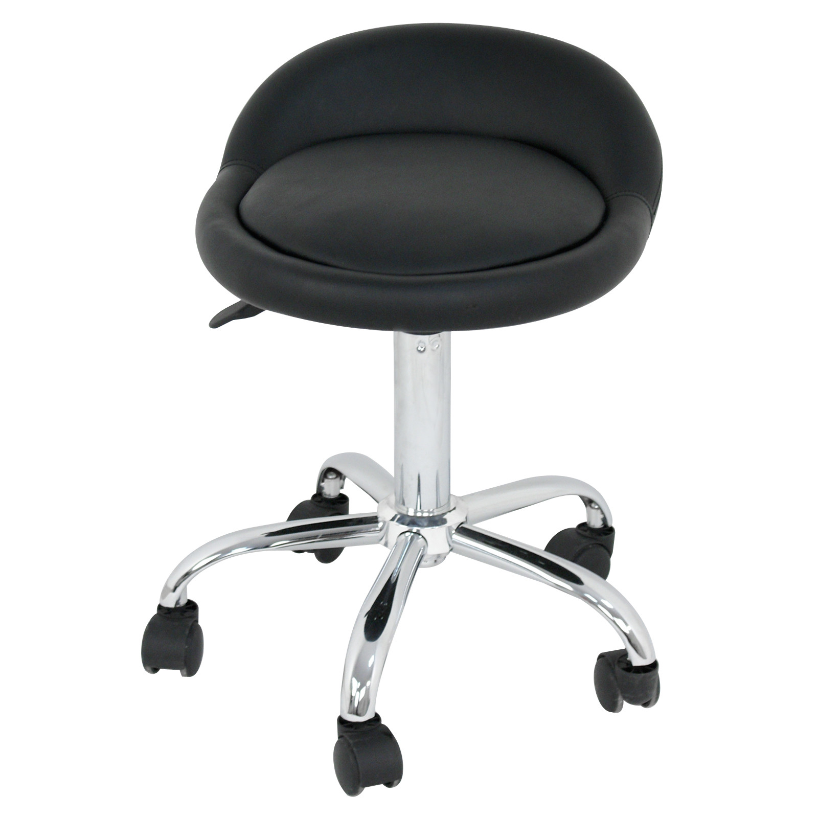 Set of 6 Adjustable Salon Stools Swivel Hydraulic Rolling Leather Seats Black