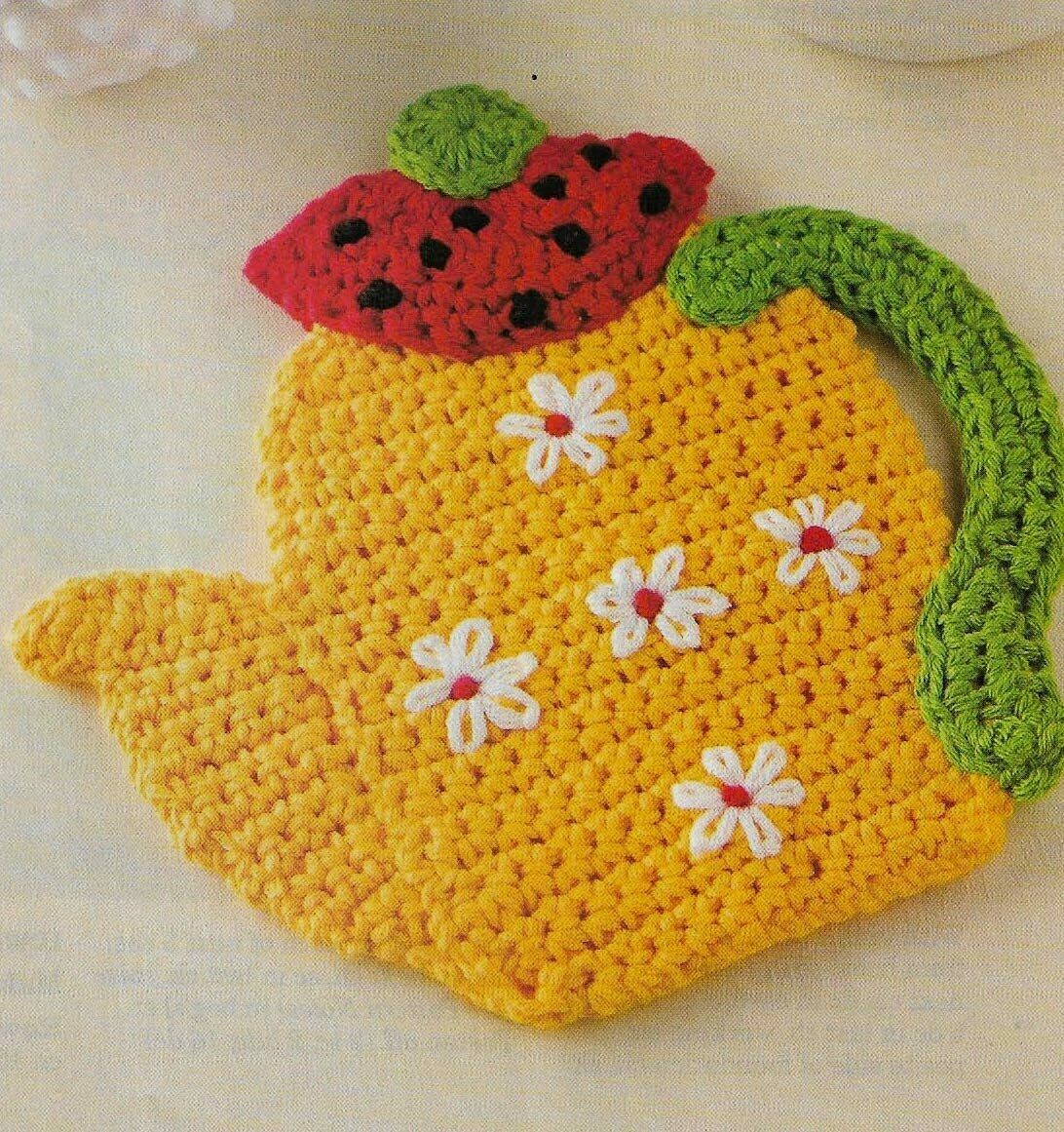 TEATIME HOT PAD POT HOLDER KITCHEN DECOR CROCHET PATTERN INSTRUCTIONS