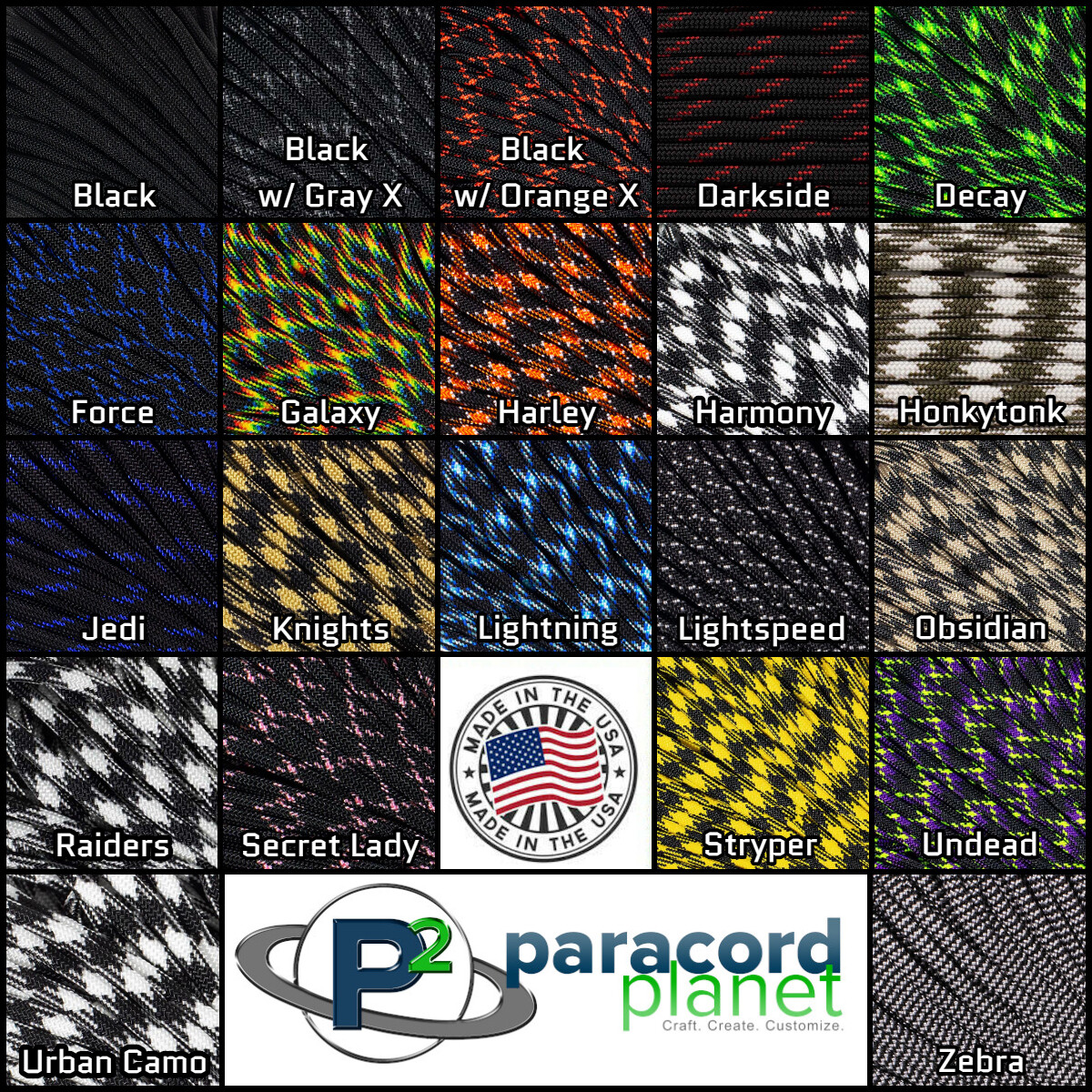 Black Paracord 550 Parachute Cord Lanyard and Survival Bracelet Making Outdoors
