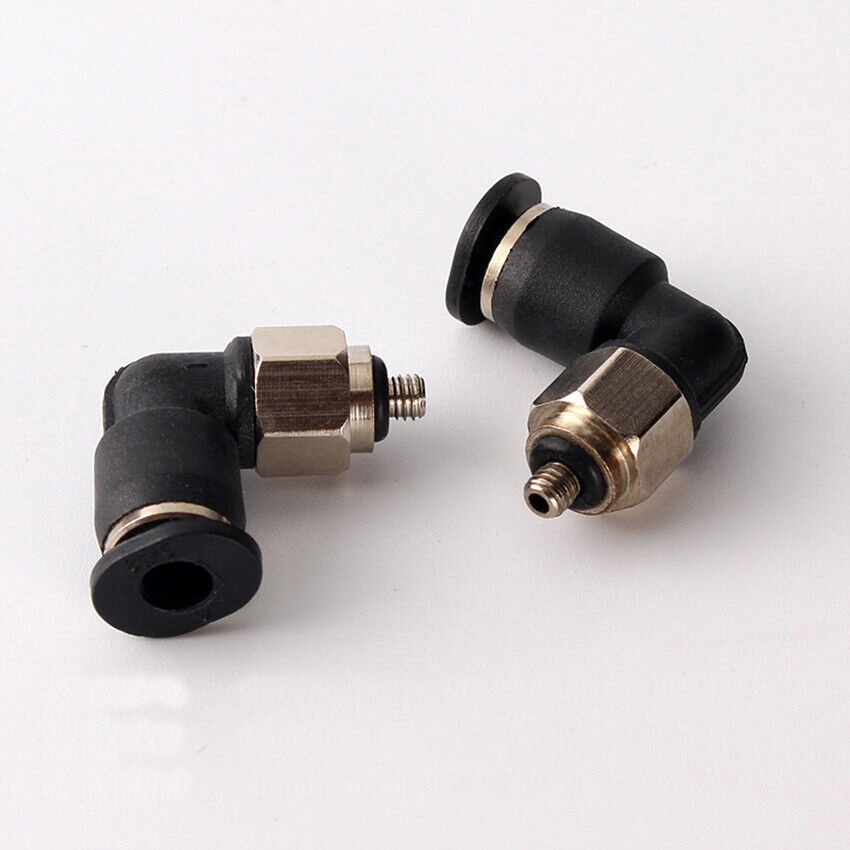 10x Pneumatic Metric Male Thread x Push In Fittings, Angle Adaptors